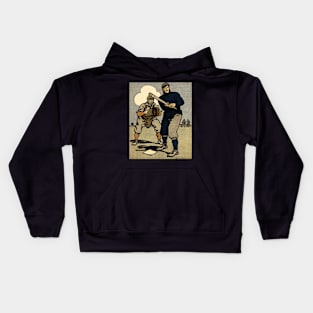 Vintage Sports Baseball Players, Stylized Art Kids Hoodie